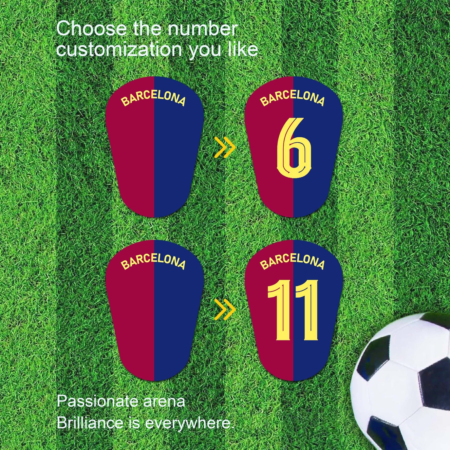 LaLiga，FC Barcelona，Barça，Custom Football Shin Guards,Mini Shin Pads,Football Gift