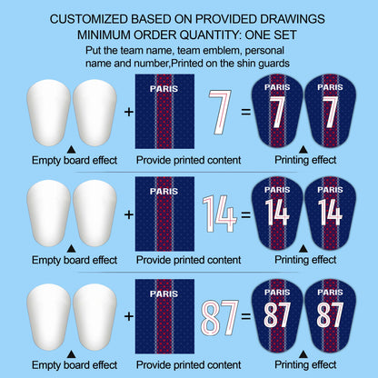 Ligue 1,Paris Saint-Germain F.C.,PSG,Custom Football Shin Guards,Mini Shin Pads,Football Gift