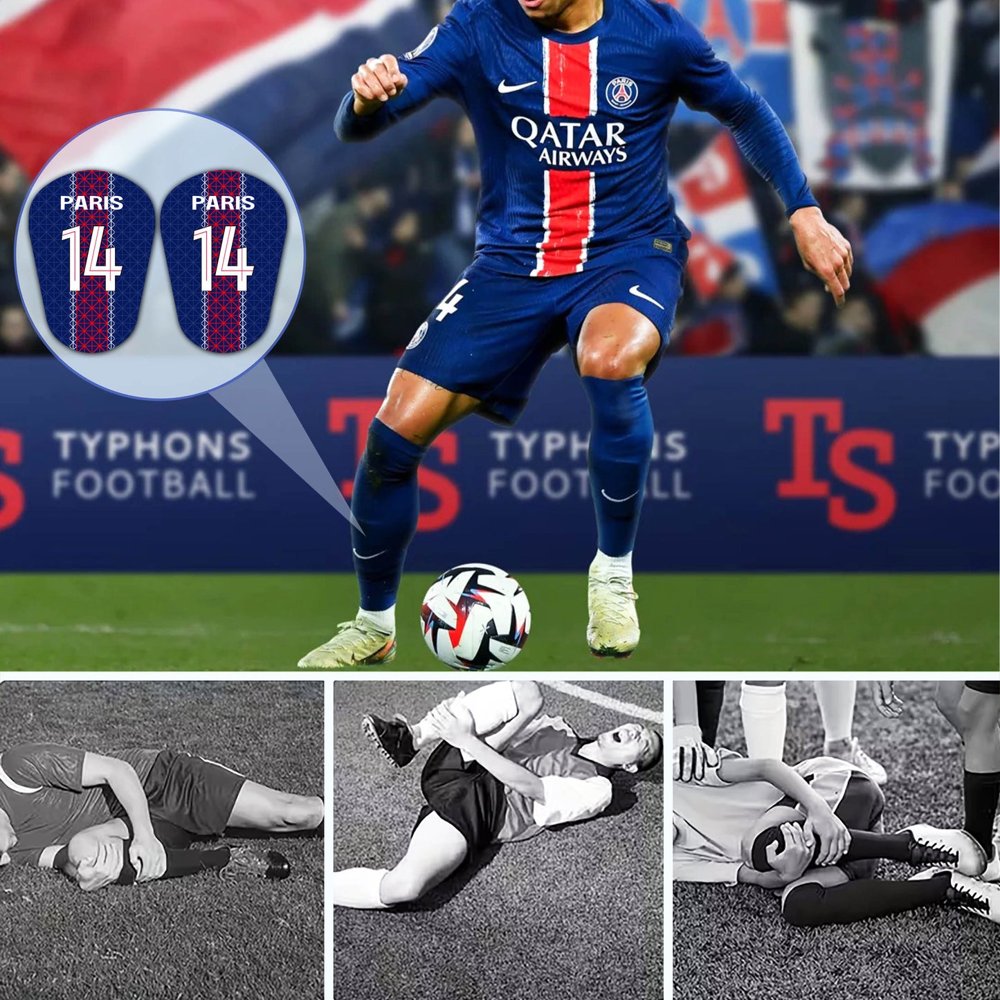 Ligue 1,Paris Saint-Germain F.C.,PSG,Custom Football Shin Guards,Mini Shin Pads,Football Gift